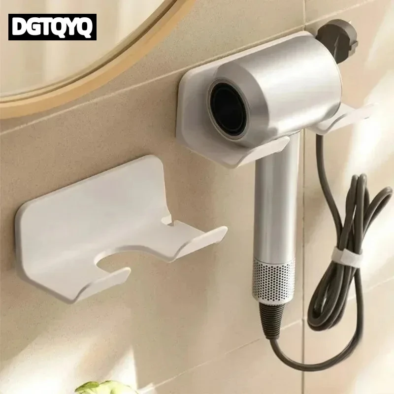 Hair Dryer Stand Holder Wall Mounted, Punch Free Blow Dryer Holder Rack, Organizer For Hair Dryer, White ,Black Bathroom Shelves