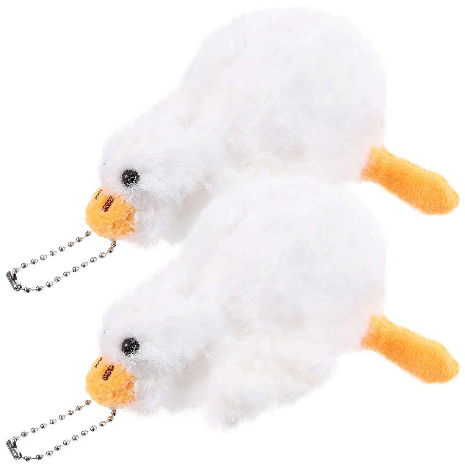 2 Pcs Big White Goose Pendant Plush Bag Keychain Stuffed Dolls Toy Duck of The Lid Charms