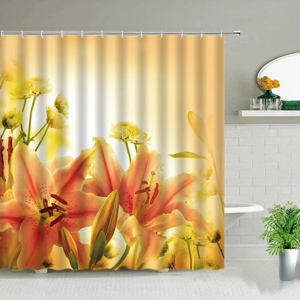 

Colorful Floral Plant Shower Curtain Floral landscape Bathroo Shower Curtain Waterproo Shower Curtain Home Decora Shower Curtain