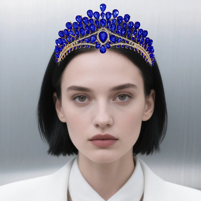 

1PCS Blue Princess Queen Tiaras and Crowns for Women Bridal Wedding Crown Hair Jewelry Party Birthday Bride Tiara Accessories