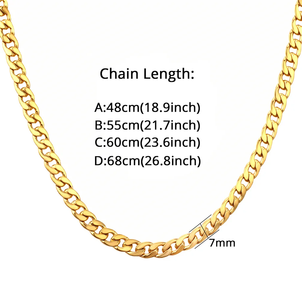 Gold Silver Color Stainless Steel 7mm Cuban Link Chain Bracelets Necklace For Women Men Fashion Party Wedding Jewelry Sets Gifts