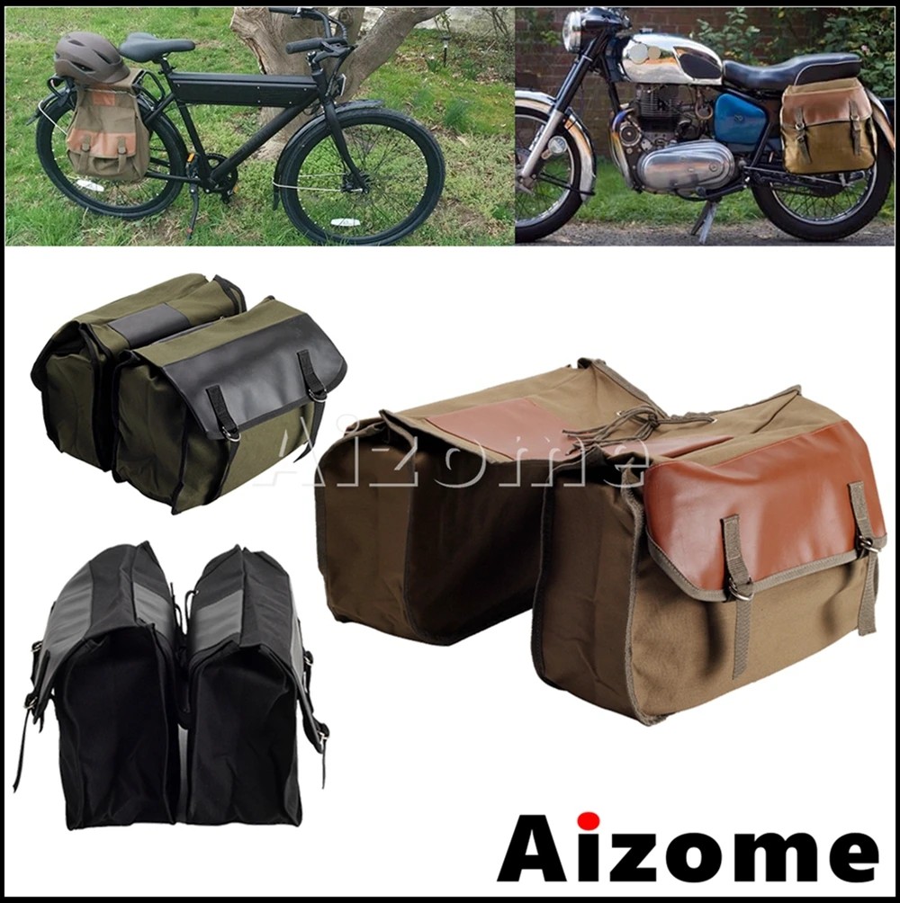 

Universal Bike Motorcycle Panniers Touring Waterproof Canvas Saddlebags 35L-41L Capacity Motorbike Bicycle Side Tool Saddle Bags