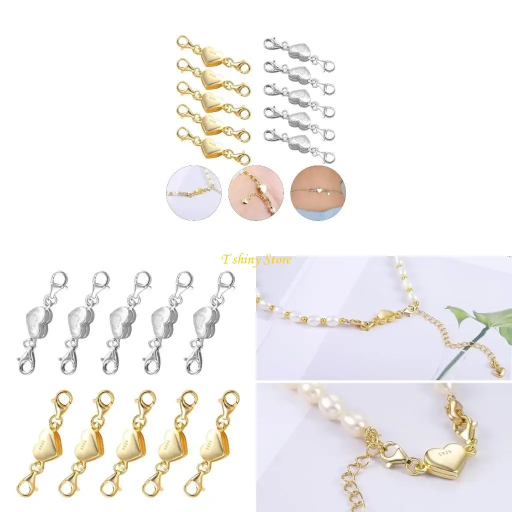 

N58F Set of 10 Strong Cylinder Clasps Accessory for Necklaces and Bracelets Elegant Gold and Silver Finish