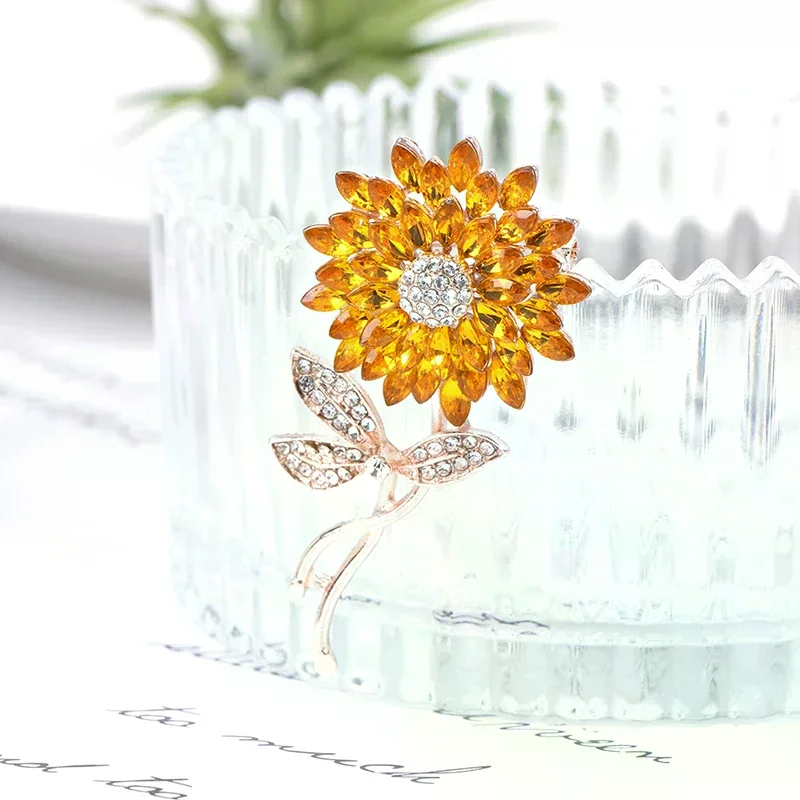 1PC Sunflower Brooches Women Men Flower Weddings Office Brooch Pins Gifts