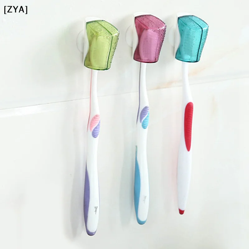 Travel Storage Toothbrush  Cover Toothbrush Dustproof Protector Cap Bathroom Toothbrush Holder Suction Cup Wall Mount Rack[ZYA]