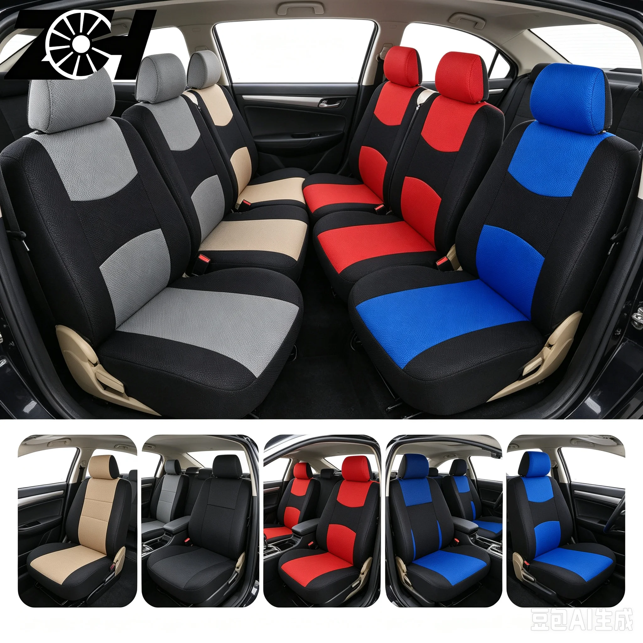 Universal 7 Colors 5 7 8 Seats CoverAuto Car Seat Covers Ployester Cushion Full Set Front Rear For Sedans Seat Cover AT MT