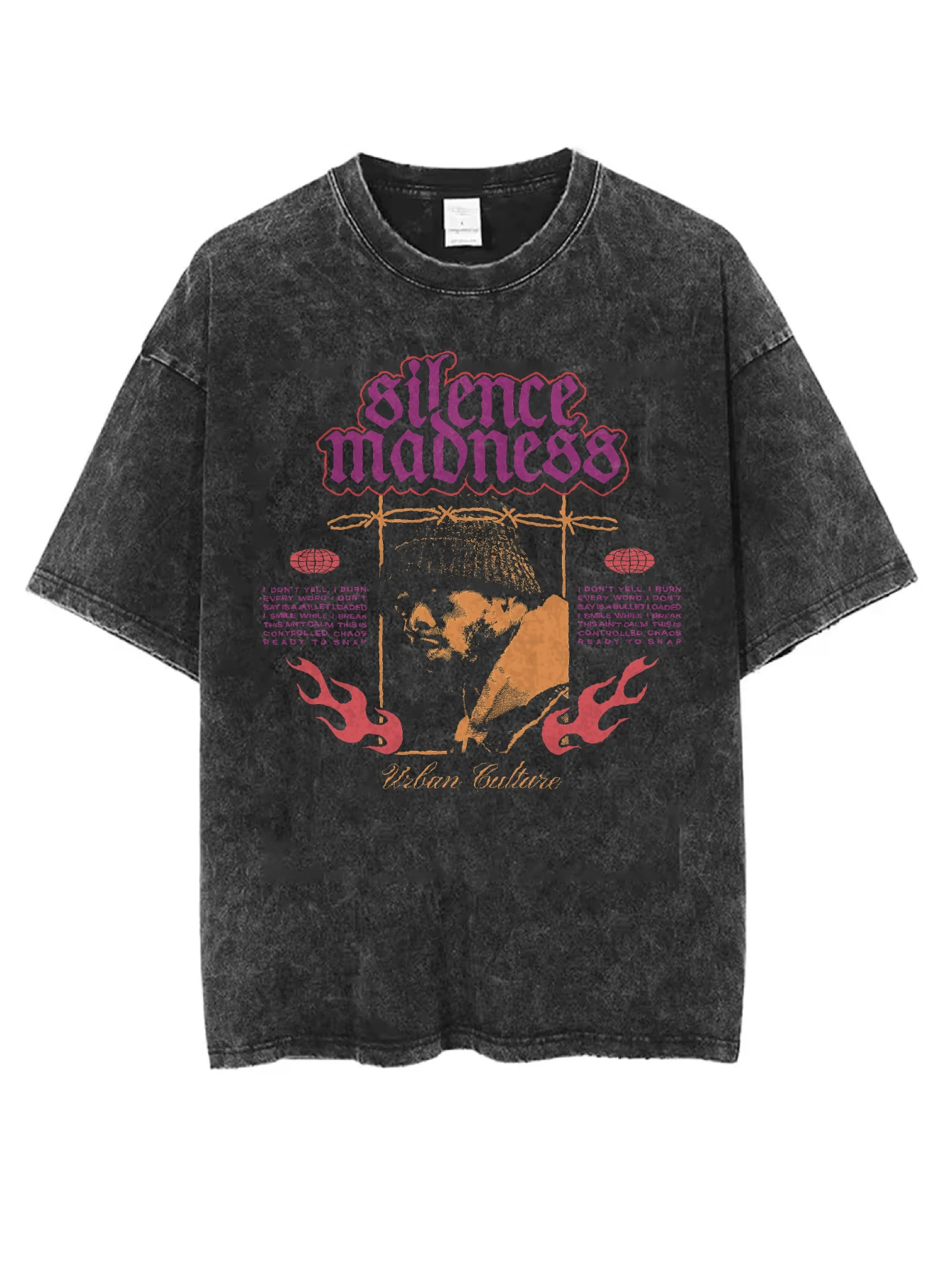 

Женская и мужская черная потертая футболка с круглым вырезом SILENCE NIGHT MODE, удобная свободная посадка для зимы и Рождества