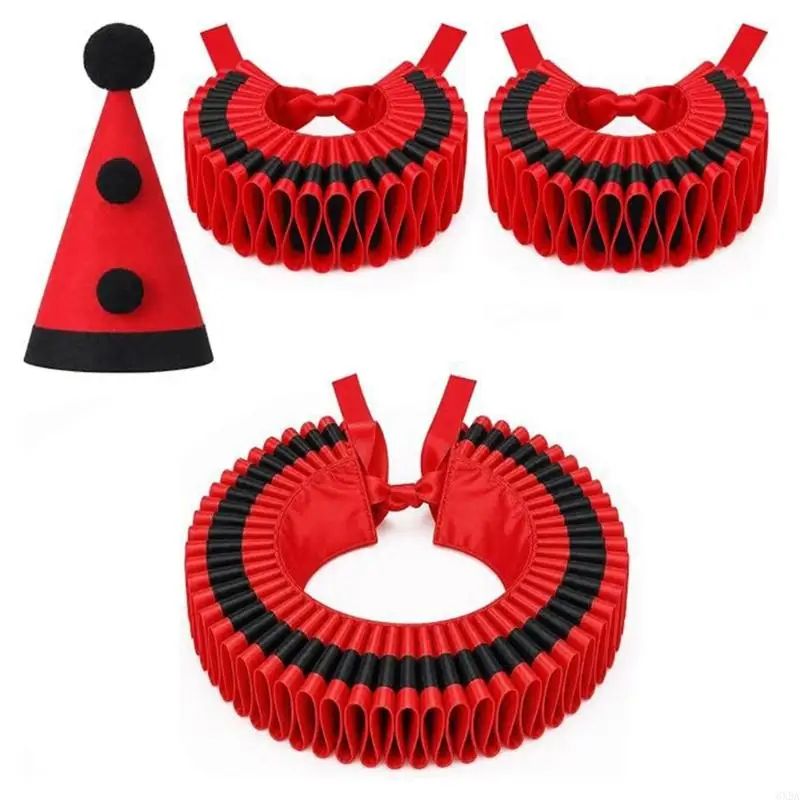 Themed Costume Set with Hat, Pleated Collar and Matching Belt 6XDA
