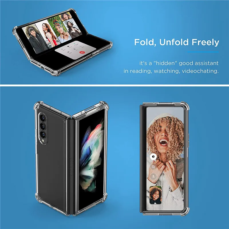 Crystal Soft TPU Bumper Shockproof Hard Clear Case for Samsung Galaxy Z Fold 2 3 4 5 Z Flod 6 with Enhanced Corner Protection