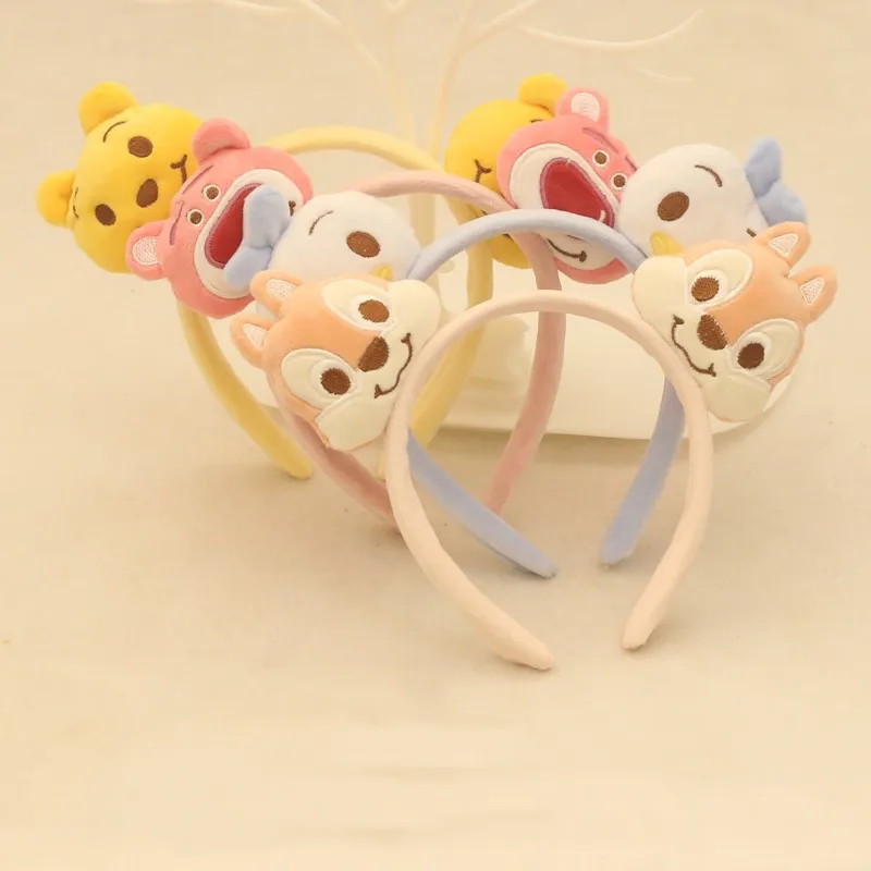 

Disney Double Headed Winnie The Pooh Ears Hairbands Women Cute Lotso Donald Duck Headbands Girl Plush Hair Accessories Kids Gift