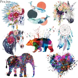 Prajna Heat Transfer Vinyl Colorful Animals Skull Patch Iron-On Transfers For Clothing Heart DIY Thermal Stickers On Clothes