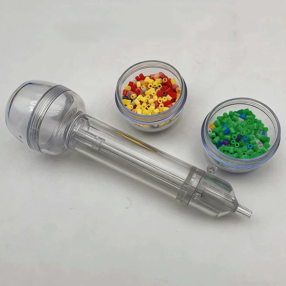Transparenter Druckperlen-Stift 3D-Pixel-Puzzle Rutschfester Automatischer Druckperlen-Stift mit Perlenbehältern Handgefertigt