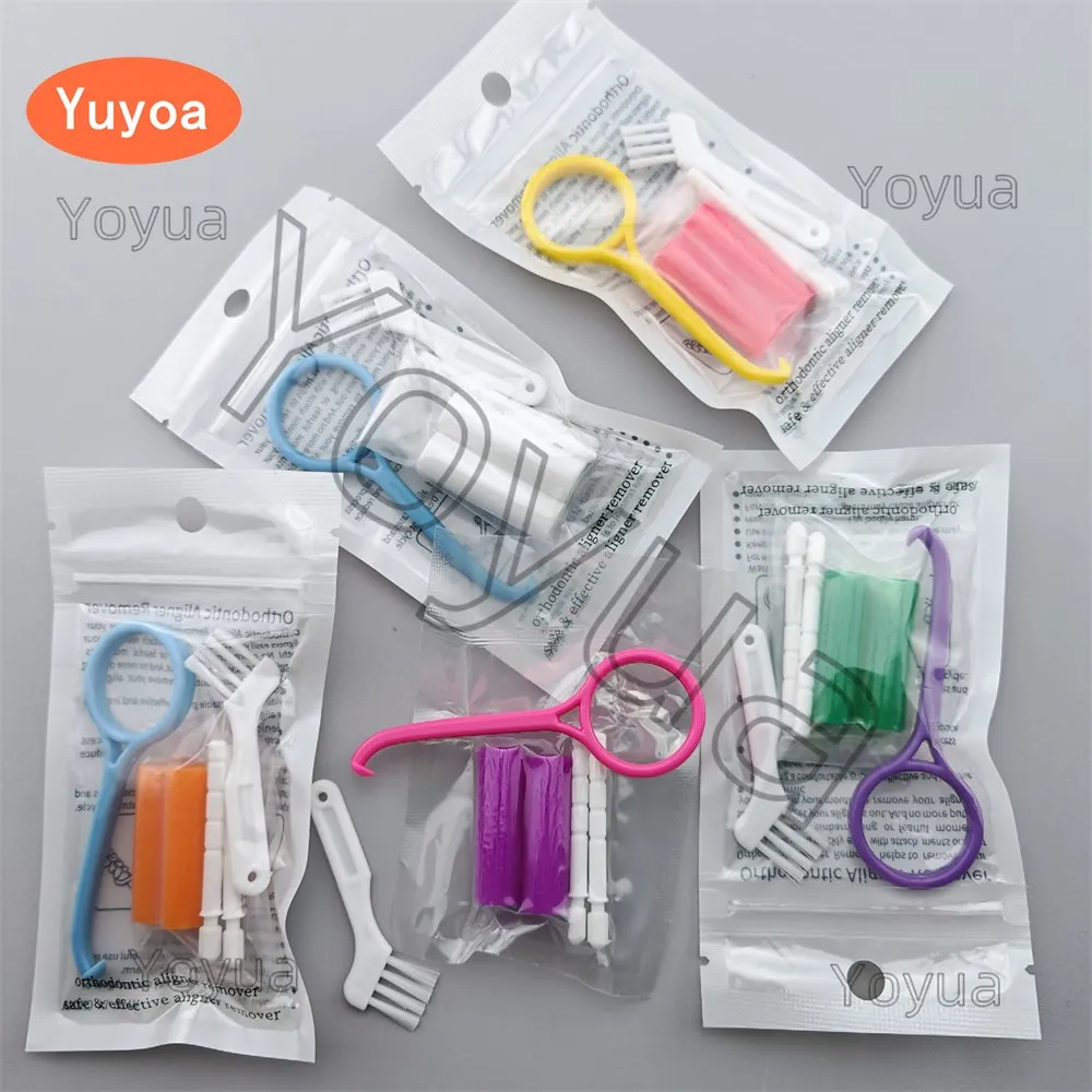 

30packs Dental Orthodontic Aligner Dentistry Invisible Brace Extractor Removal Tool with Brush Chewies Silicone Stick Oral Care