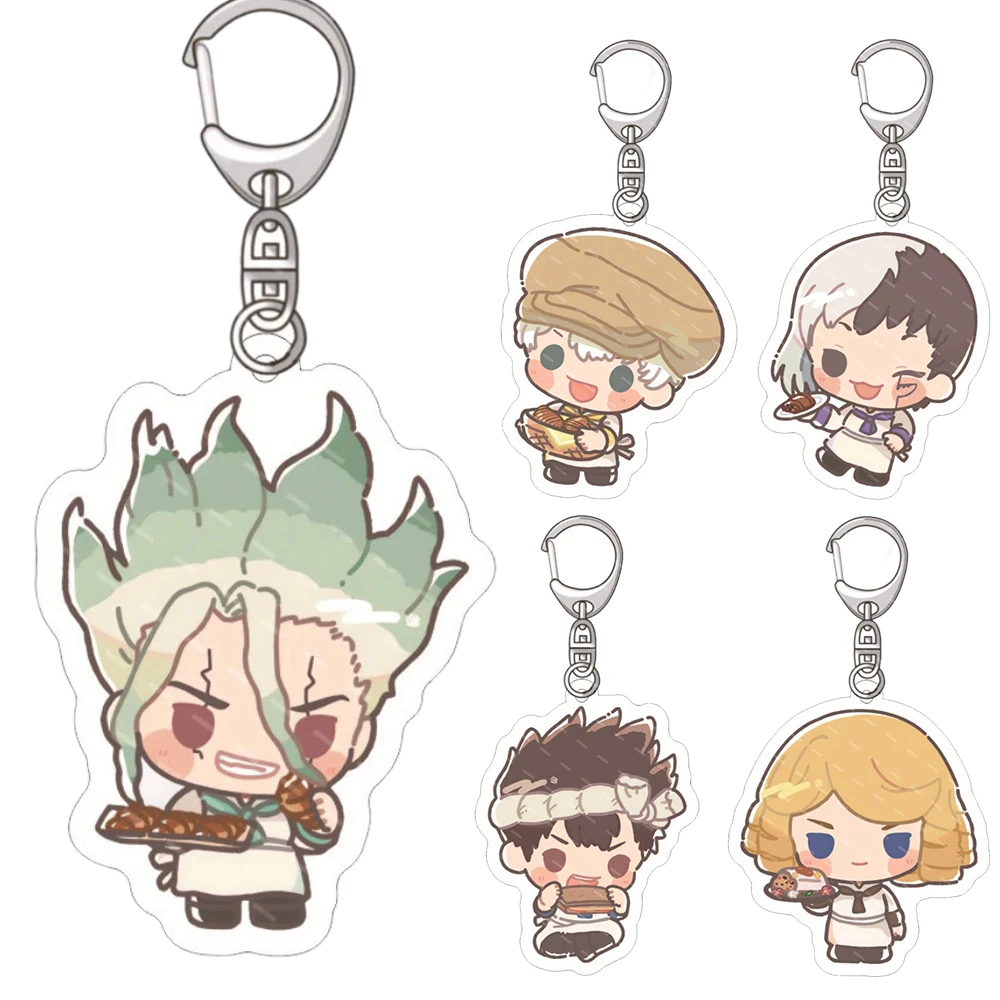 Manga Dr. Stone Senku Lshigami Anime Merch Cute Chibi Figure Acrylic Keychain Key Rings Bag Charm Jewelry Accessories Fans Gift