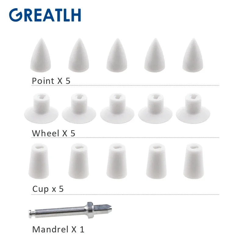 أداة تلميع الأسنان المركبة من السيليكون مكونة من ثلاث نقاط/كوب/عجلة تلميع مواد طب الأسنان
