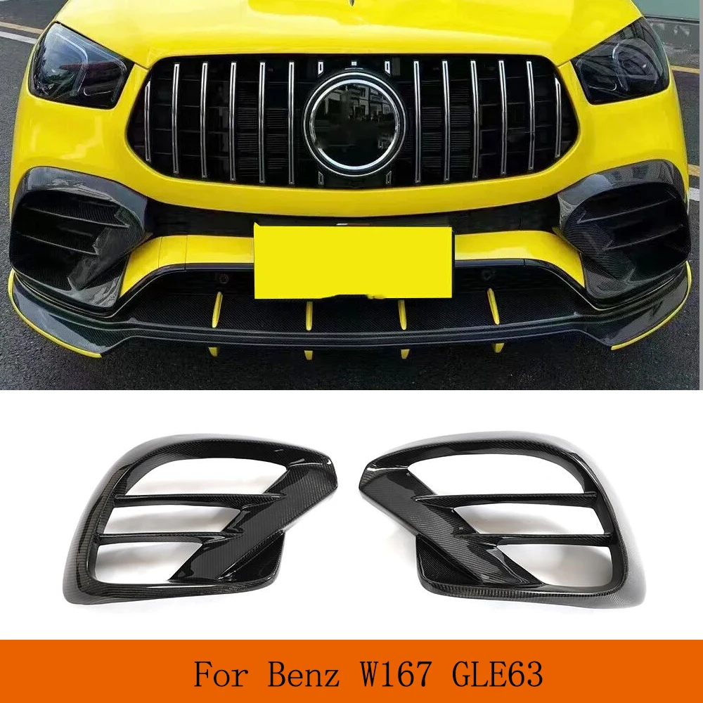 Car Front Carbon Fiber Fins Air Vent Cover for Mercedes Benz GLE Clas W167 C167 GLE450 GLE53 GLE63 AMG