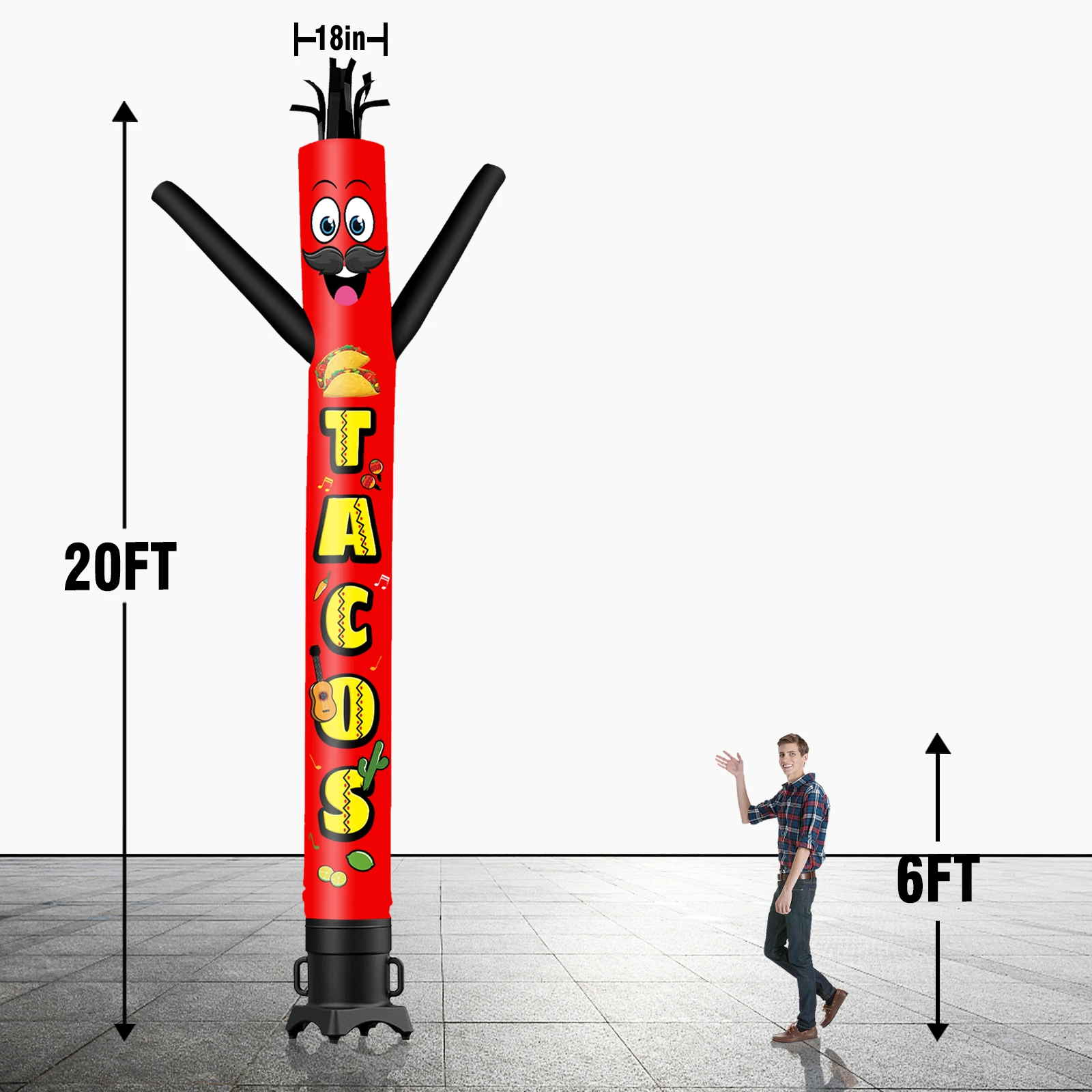 6/10/15/20FT Tall Inflatable Tacos Dancing Guy for Outdoor Decoration Advertising(Blower Not Included)