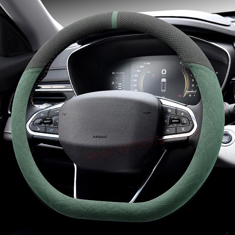 

For Geely Boyue Emgrand Pro Borui PHEV Xingyue L Suede Leather Steering Wheel Cover Non-slip Durable Universal Car Accessories