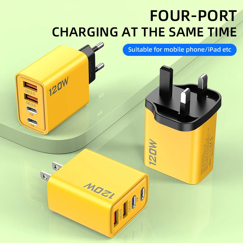 New Double PD+ Double Type-c Mobile Phone Charging Head US Regulation Multi-port Charger Head Fast Charge