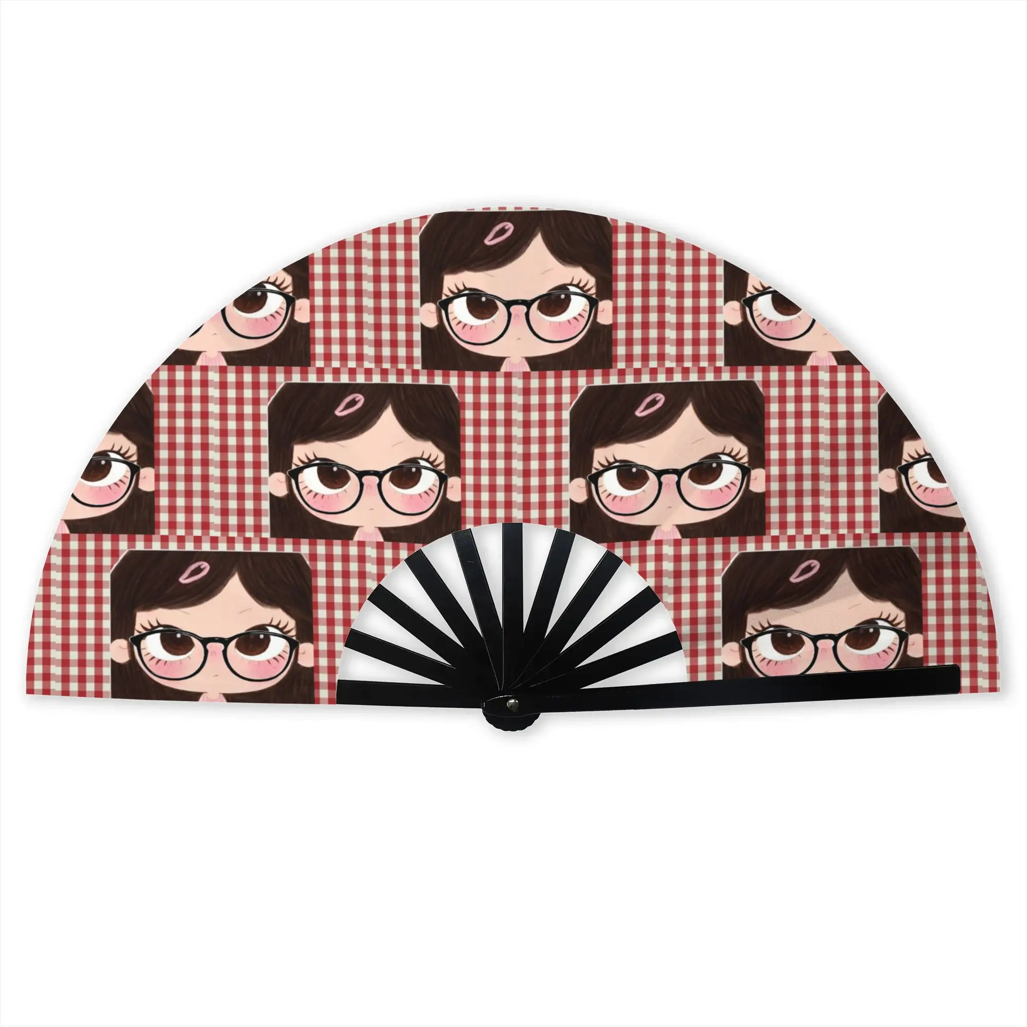 Custom Big Eyes Girl Comic Promotional Gift Hand Fan Wedding  Durable Folding Fans Novelty Bulk Pack Fan