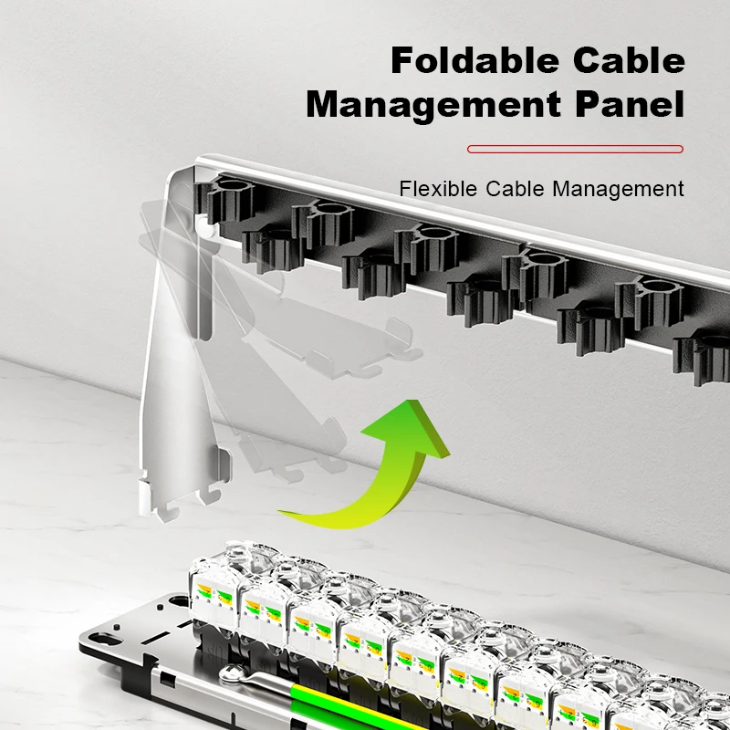 ROVLL 1U 24-Port Cat5e/Cat6 Tool Free Keystone Jack Patch Panel UTP 19" Rack Mount Netzwerk Panel Hintere Kabel Management Bar
