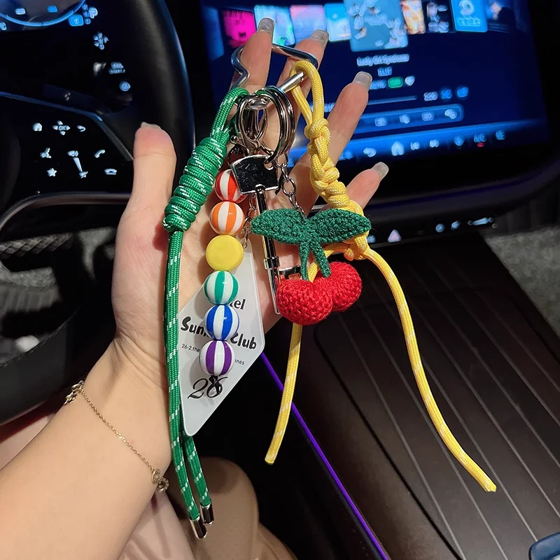 

Fashion Bag Charm Nylon Handmade Rope Keychain Y2K Fashion Bag Pendant Jewelry Colorful Pendant Gift