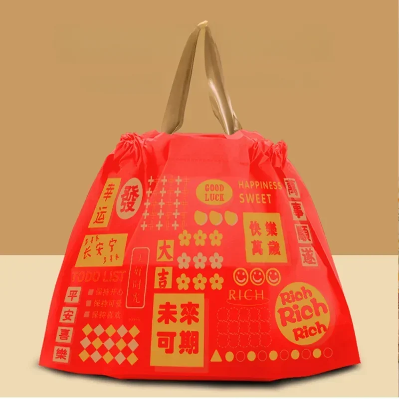 Takeout Packaging Plastic Bundling Packaging Bags Fruit Salvage Food Thickened Hand Bags Red Hand Food Plastic Bags