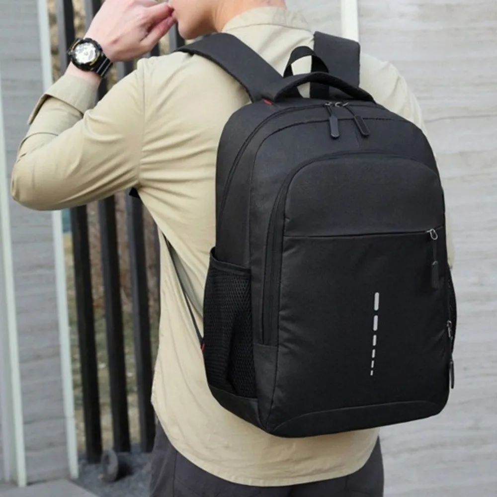 

Large Capacity Student Backpack Multifunctional Oxford Cloth Computer Rucksack Solid Color Multiple Pockets School Bag Travel