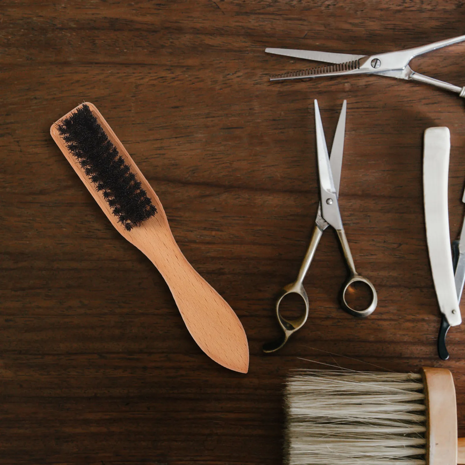 Dense Natural Bristle Beard Brush for Men with Comfortable Wooden Handle Beard Shaping Styling Grooming Detangling Softening