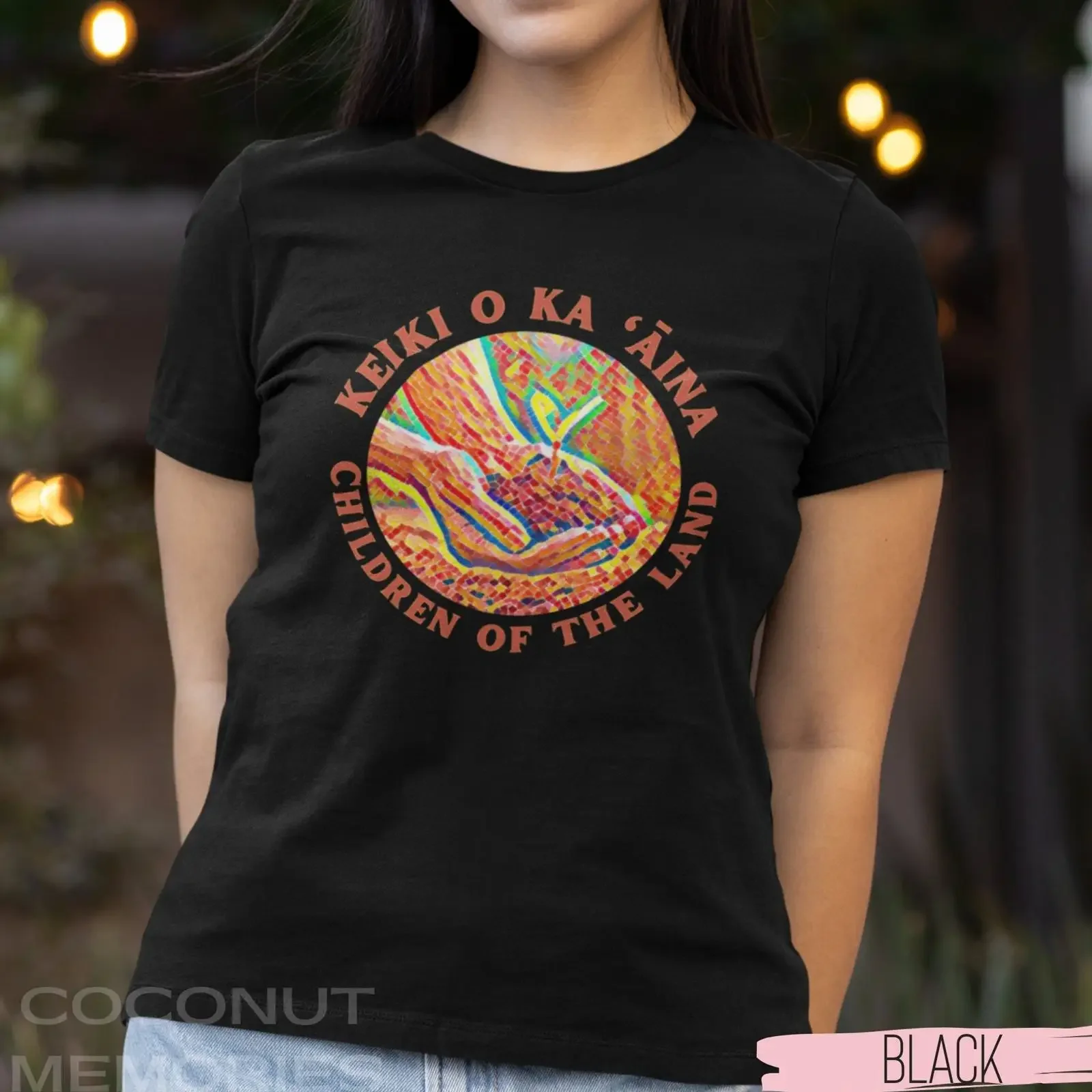 Keiki O Ka 'Āina Children Of The Land Olelo Hawaii Volcano Mosaic Casual Hawaiian T Shirt vintage Washed Breathable Stretched