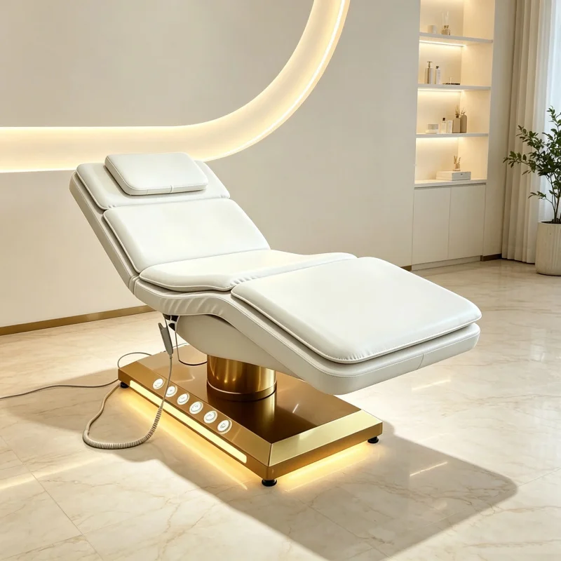 Bed Professional Luxury Stainless Steel Gold 3 Motors Curved Salon Spa Lash Bed Massage Table Beauty Bed