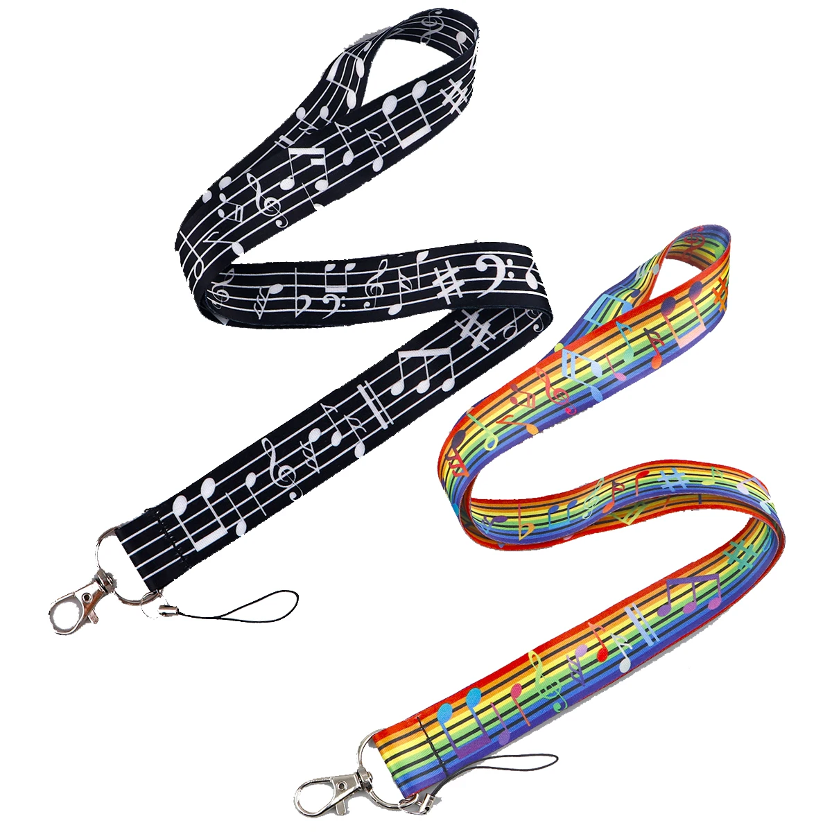 Rainbow Lanyards for Keys Musical Notes Neck Strap ID Card Gym Cell Phone Straps USB Badge Holder DIY Hang Rope Lariat Lanyard