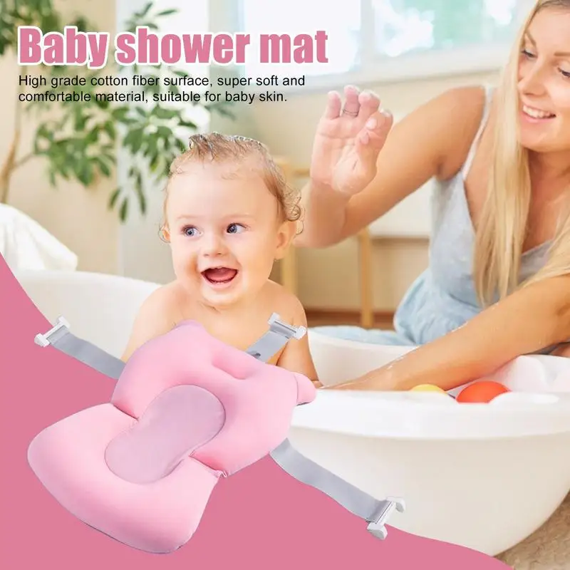 Baby Bath Cushion For Tub Adjustable Anti-skid Support Pillow For Bathtub Baby Bath Accessories Bathtub Essentials With Buckles