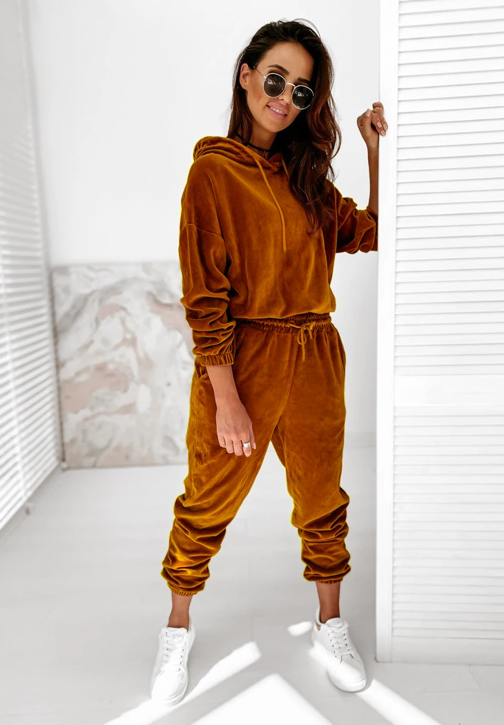 Two Piece Set Women Tracksuit Women Velvet Set Woman Tracksuit Sets Winter Top & Pants Velvet Suit Conjuntos De Mujer