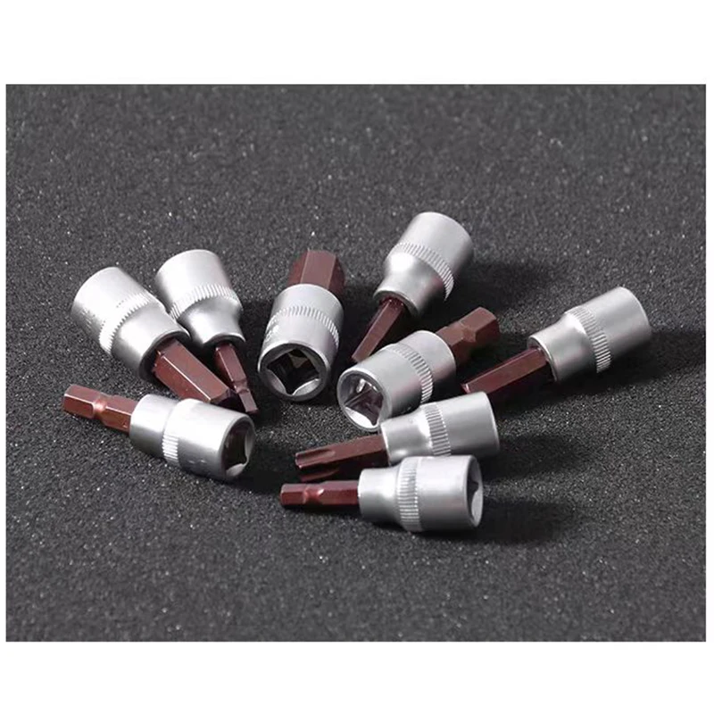 2Pcs Socket Pressure Wrench Screwdriver Head Socket T8-T40 Plum Bloss H2-H8 Hexagonal Straight Meter 4-7mm Cross PH1-PH3