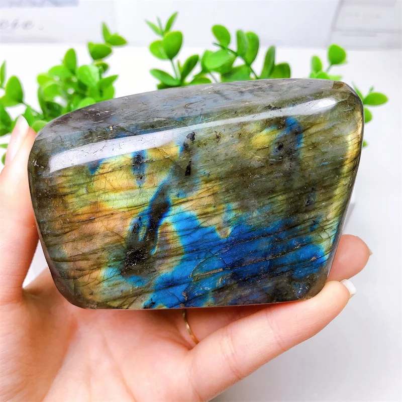 

Natural Labradorite Figurine, Healing Crystal Ornament, Handmade Crafts, Room and Office Gifts, 1PC, 410g