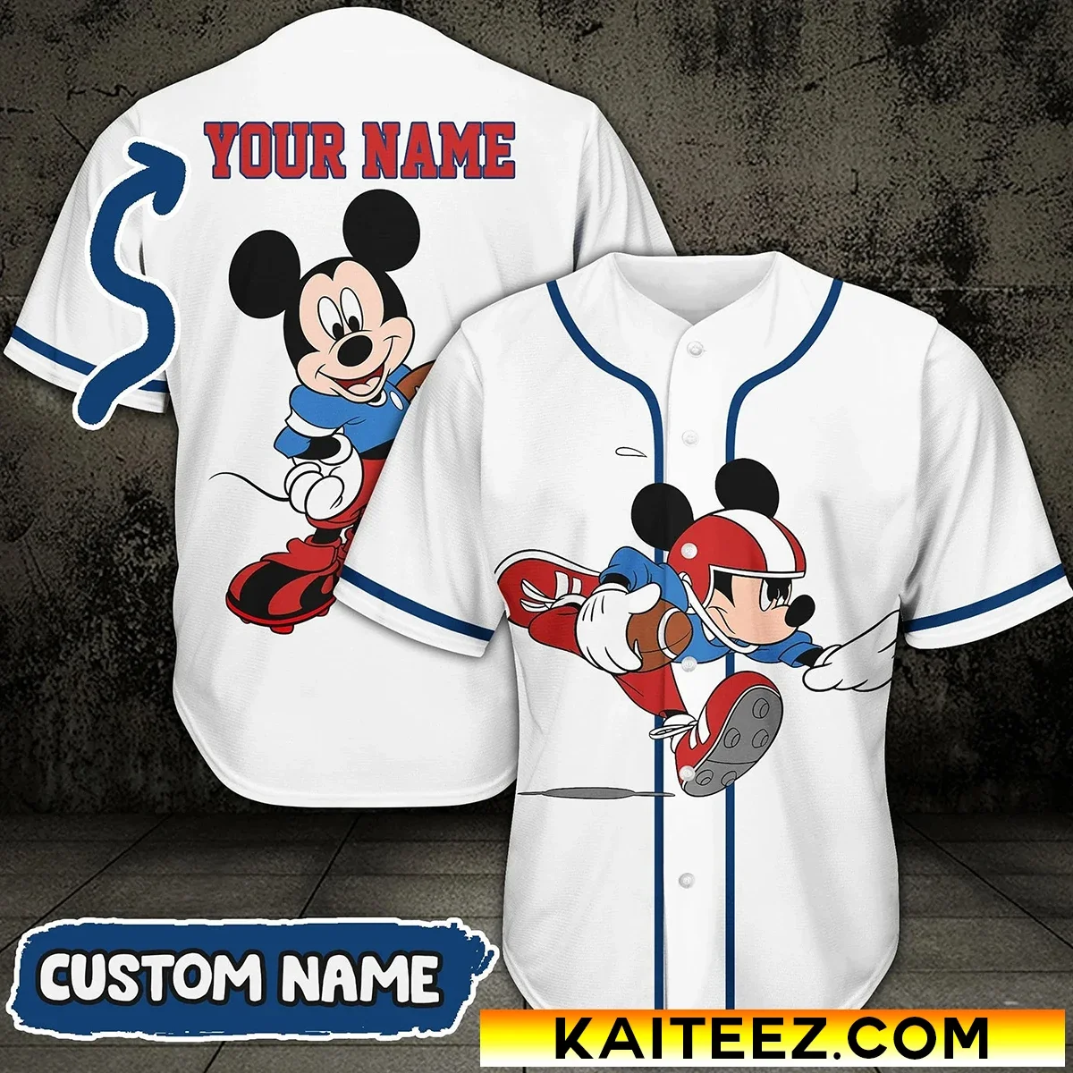 Custom Name Mickey Mouse Football Baseball Jersey Men Women Short Sleeve Jersey Disney Baseball Jersey Casual Breathable Shirt