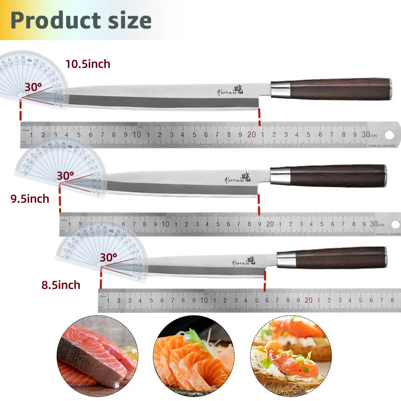 Sashimi Sushi Knife for Cutting Sushi Japanese Chef Knives Sashimi Fish Filleting Slicer High Carbon Stainless Steel with Box