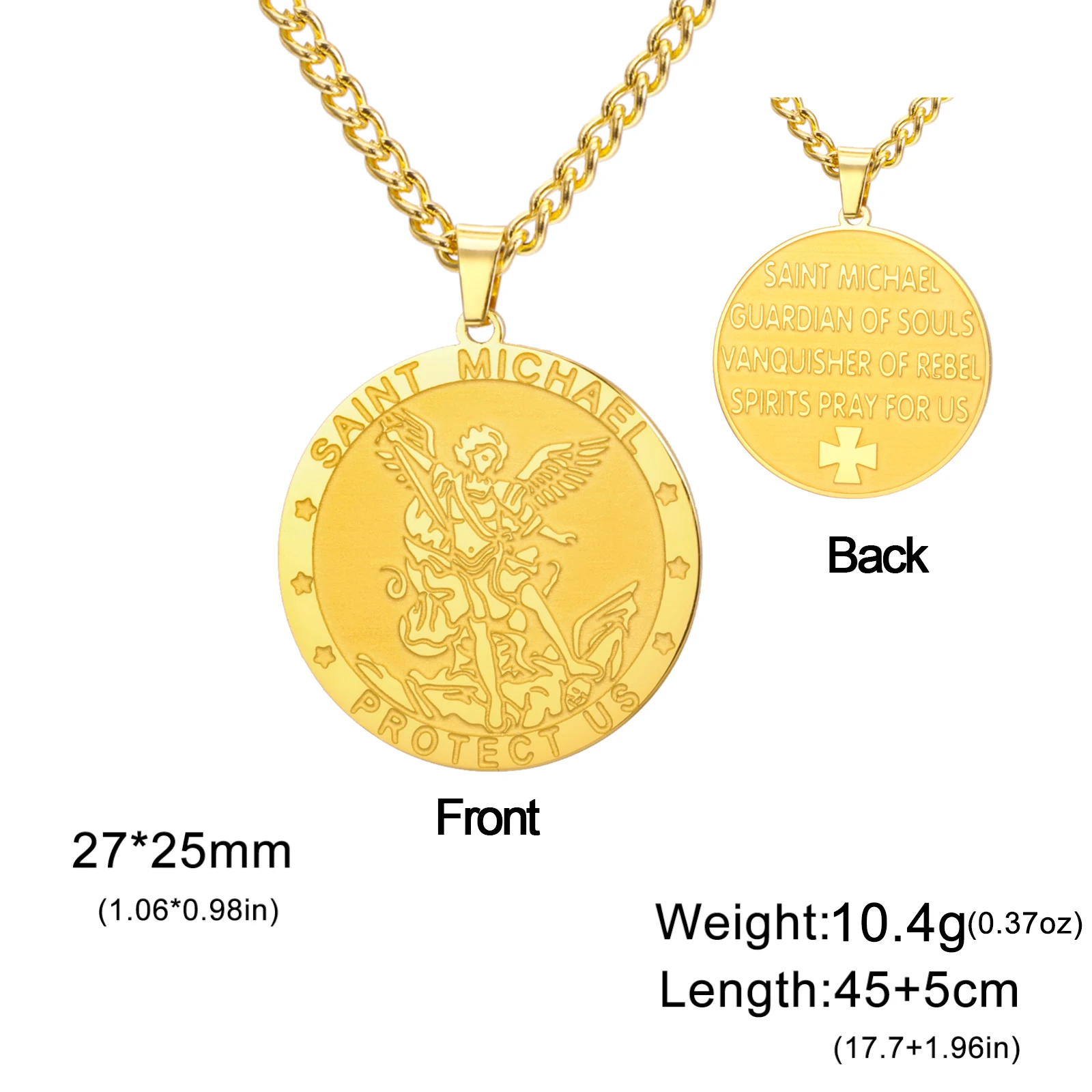 على الوجهين سانت مايكل الصليب قلادة قلادة خمر النساء الفولاذ المقاوم للصدأ المختنق الجارديان رئيس الملائكة حماية لنا المجوهرات #6