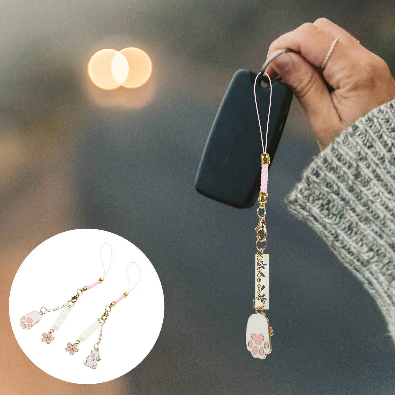 

2Pcs Cellphone Hanging Ornament Phone Pendant Lightweight Delicate Keychain Rope Bright Colorful Phone Strap Hanging Decoration