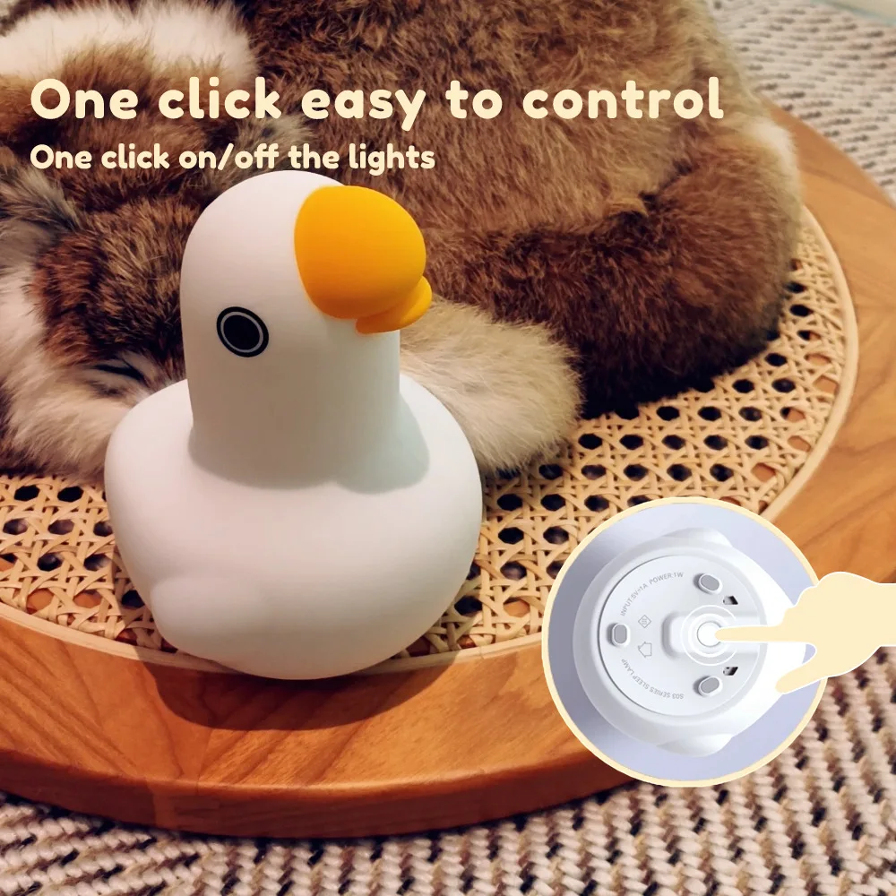 LED Night light Cute Cartoon Goose Silicone Touch Sensor Pat Lamp lampade da comodino per camera da letto dimmerabili ricaricabili regalo di compleanno per bambini