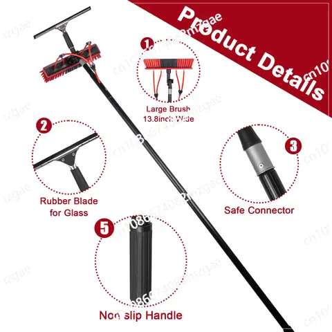 20-60 fot solpanelrengöringssats utrustning fönsterborste 6 best sales solpanelborste - №6