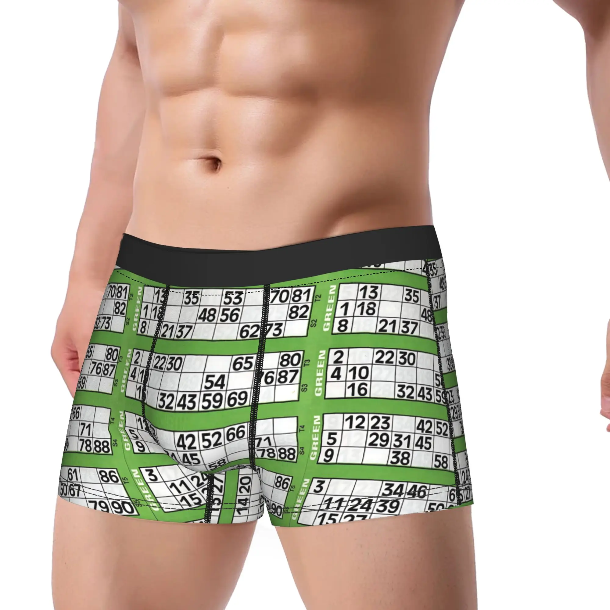 1piece Full Bingo Card Design with Numbers  Underpants Homme Panties Male Underwear Ventilate Shorts