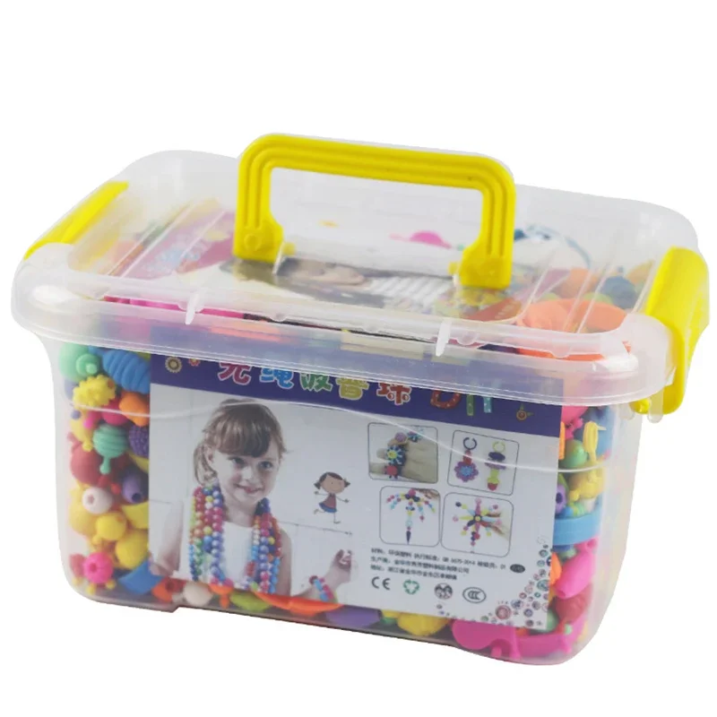 Cuerda de piezas hecha a mano, juguete de cuentas con caja de almacenamiento, pulsera de joyería creativa para niña, juguetes educativos para hacer joyas, 1050