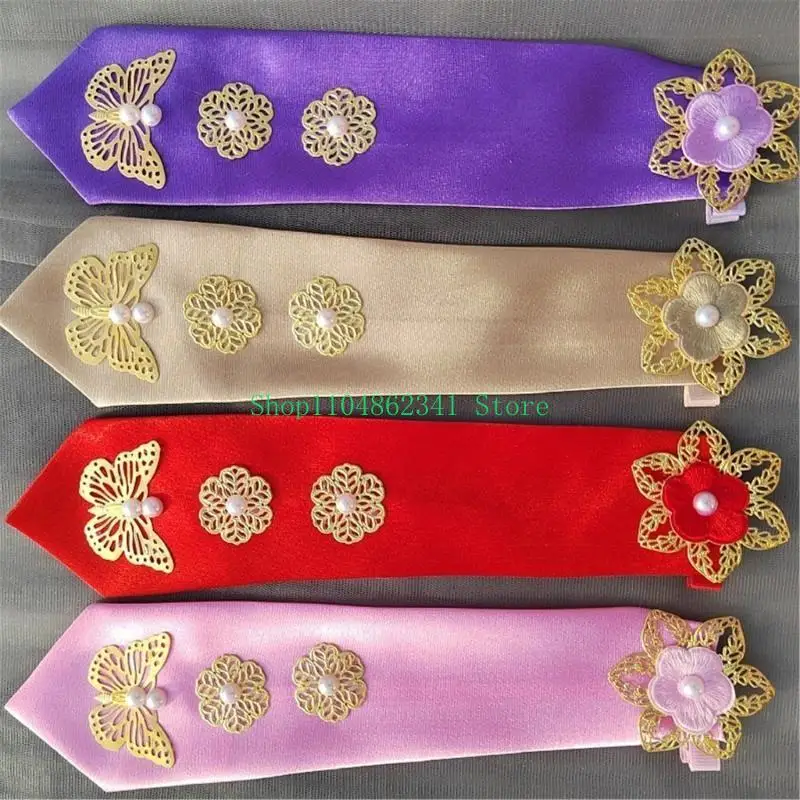 

5asd Elegant Hanbok Headband with Butterfly Flower for Festival Stage Performances