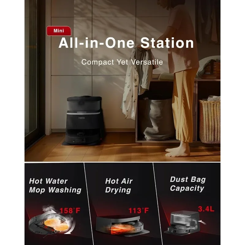 Yeedi M12 PRO+ Robot Vacuum and Mop, 11000Pa Strong Suction, ZeroTangle Technology, TruEdge Deep Mopping