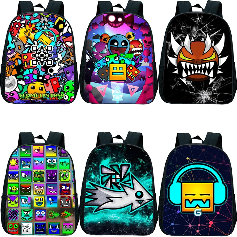 

Lightweight Geometry Dash Print School Backpack for Preschool Girls and Boys Kids Kindergarten Bag Pack Toddler Softback Bookbag