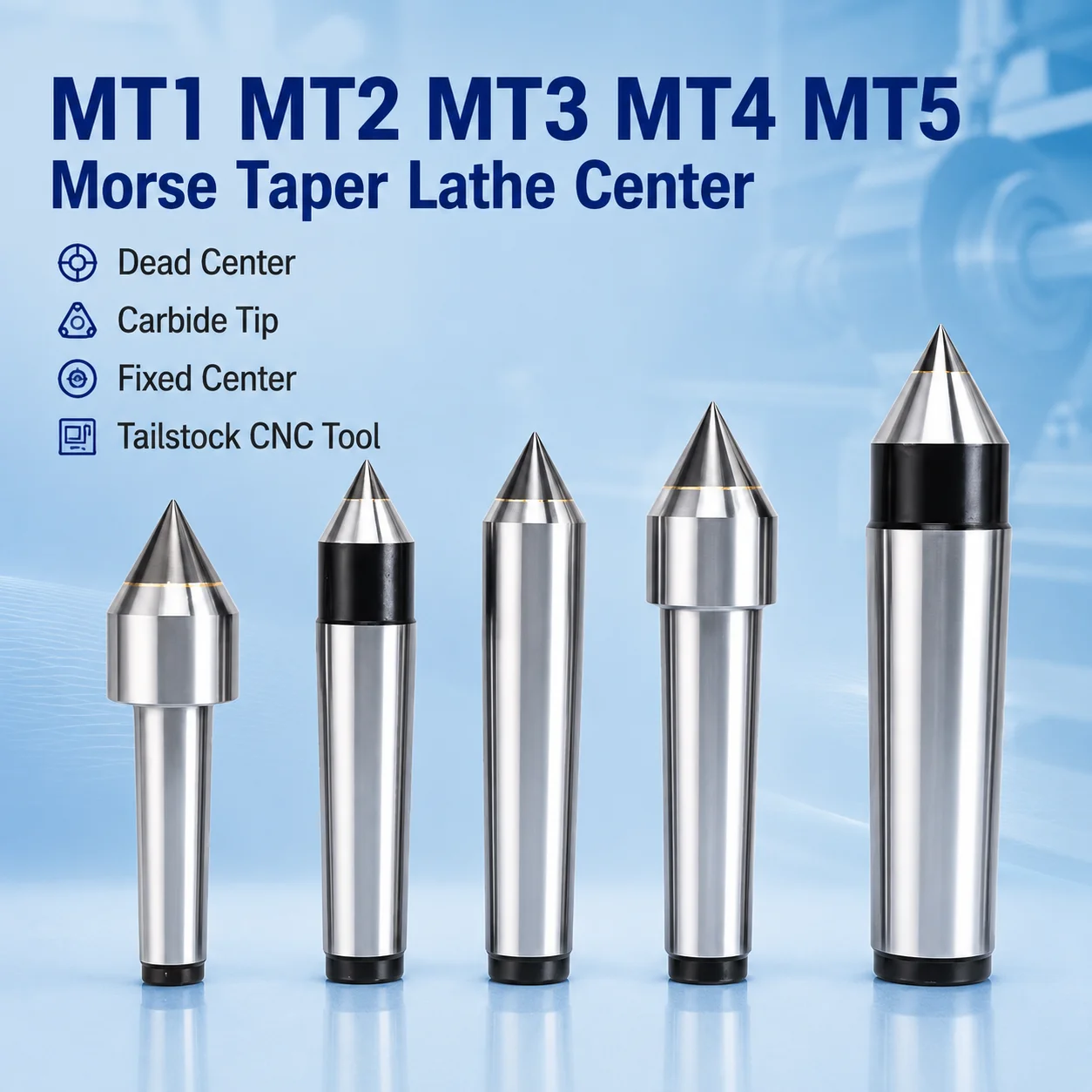 1PC MT1 MT2 MT3 MT4 MT5 Fixed Center Carbide Tip Morse Lathe Tailstock Thimble Centering Alloy CNC Turning Tool Dead Top