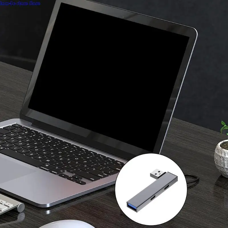 D0UA alumínio USB3.0 Hub USB Splitter USB Expander USB para 2Type C e USB Port Expander para transmissão dados rápida