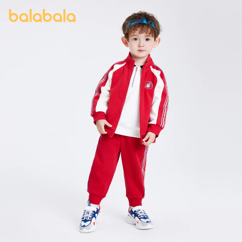 

Balabala Long-Sleeve Suit Boys and Girls 2024 Spring New Edition Sportswear with Campus Style